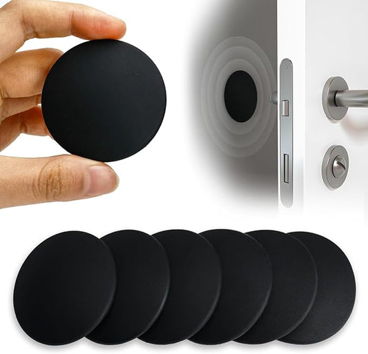 1.6" Wall Door Handle Stopper, 12PCS Black Self Adhesive Wall Protector Rubber Door Bumpers, Solution for Stopping Damage from Doors Knobs, Shock Absorbent and Noise Reduction