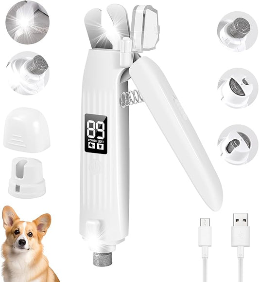 SZMDLX Cat & Dog Nail Trimmers, Electric Rechargeable Dog Nail Clippers & Dog Nail Grinder with 2 LED Light Paws Grooming Kit, Dog Nail File Quiet Pet Nail Clippers & Grinder Trimmer