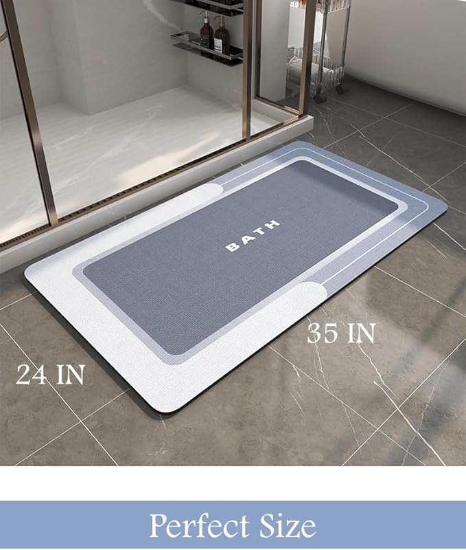Bath Mat-Bath Mat Rug Non Slip Super Absorbent Stain Resistant Quick Dry Thin Bathroom Rug-Bath Mats for Bathroom Floor Bathtub Vanity-Bathmat Bath Rug Easy Care-24"x35" Blue