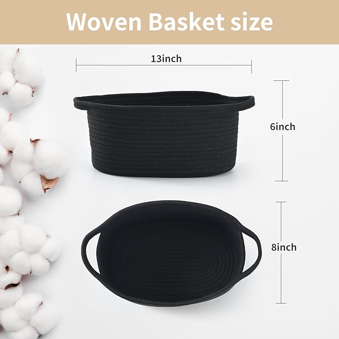Woven Burr Basket with Handles – Perfect for Graduation, Birthdays & Special Occasions, Black Decorative Storage Container for Gifts, Toys, or Essentials