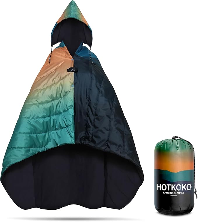 Hooded Stadium Blanket, Waterproof Fleece Wearable Camping Blanket