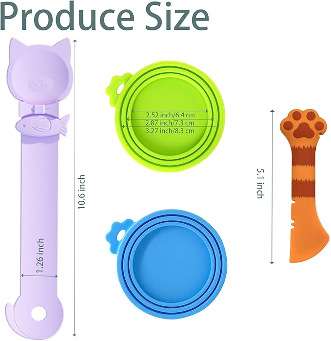 Cat Spoons for Wet Food Pet Can Lid Cover, Silicone Multi-Function Cute Paw Shape Opener Spatula Cat Food Spoon Cat Food Can Lid (Mixing colors)
