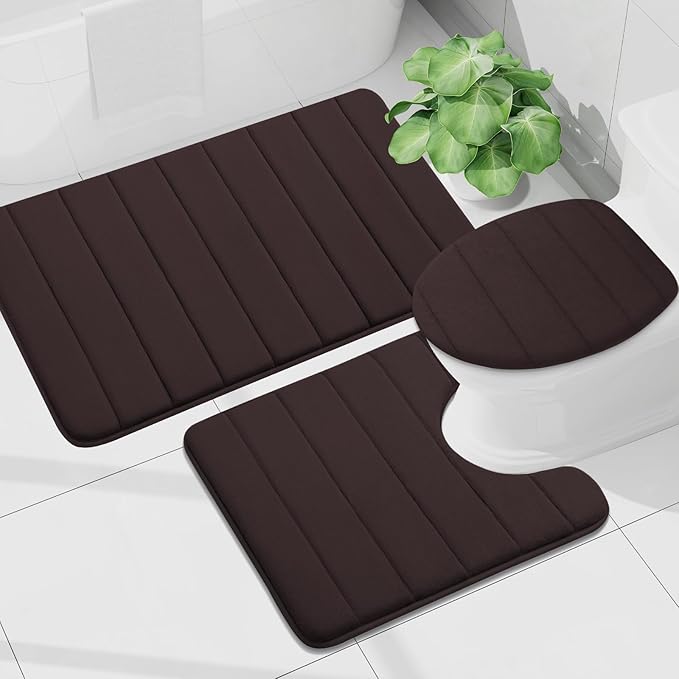 Buganda Memory Foam Bath Mat, 55" x 24", Ultra Soft and Non-Slip Bathroom Rugs, Water Absorbent and Machine Washable Bath Rug Runner for Bathroom, Shower, and Tub, Brown