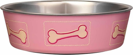 Loving Pets Bella Dog Bowls- Stainless Steel Dog & Cat Bowls - Spill Proof Dog Food Bowl, Cat Bowl, Puppy Essentials & Pet Supplies Great for Home & Travel (Small 10-20 lbs, Coastal Pink)