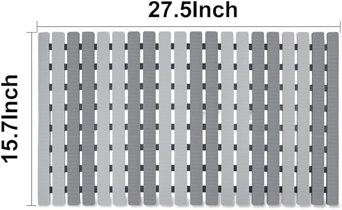 Shower Mat Non Slip Bathtub Mat with Suction Cups and Drain Holes 27.5 x15.7 Inch Bath Mat for Tub & Shower.Easy Dry,Easy to Cut,Eco-Friendly