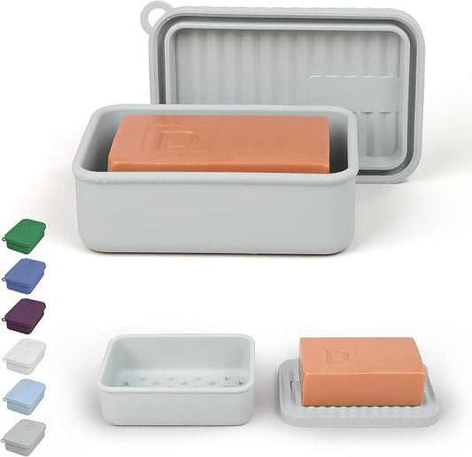 Extra Large Leak Proof Travel Soap Dish – Large Capacity, Durable, Impact-Resistant, Stain-Resistant, for Extended Trips, Camping, Outdoor Adventures or Truck Drivers (Deep Gray)