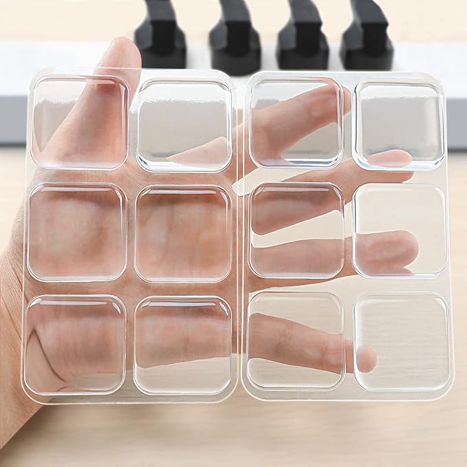 12 PCS Door Stopper Wall Protector, Transparent Square Door Knob Wall Shield, Soft Rubber Door Handle Bumper with Strong Self Adhesive (4CM/Square, Clear)