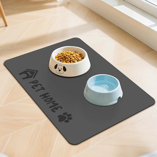Pet Feeding Mats-Absorbent Dog Mat for Food and Water Bowl, Dog Accessories Pet Supplies, Quick Dry No Stains Water Dispenser Mat for Pet, Non-Slip Bowl mat for Messy Drinkers (Pet Home, 16"x24")