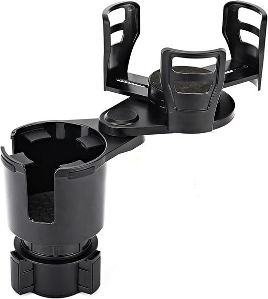 Car Cup Holder Expander, Universal 2 in 1 Large Cupholder Expander Adapter for Car with Adjustable Base, Fits Large Bottles, Snack, Drinks Cups, Black