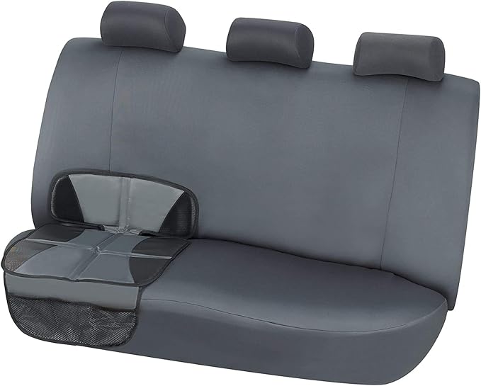 Kaiphy Car Seat Protector - Seat Protection Mat - Thick Padding - Durable, Waterproof Fabric, Leather Reinforced Corners & 3 Pockets for Handy Storage Gray