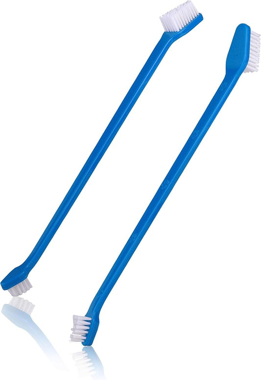 Double-Sided Dog Toothbrush Set – 2-Pack Cat & Dog Toothbrushes with Soft Bristles – Long Handle & Gentle Cleaning Design for Pet Dental Care, Plaque & Tartar Removal at Home