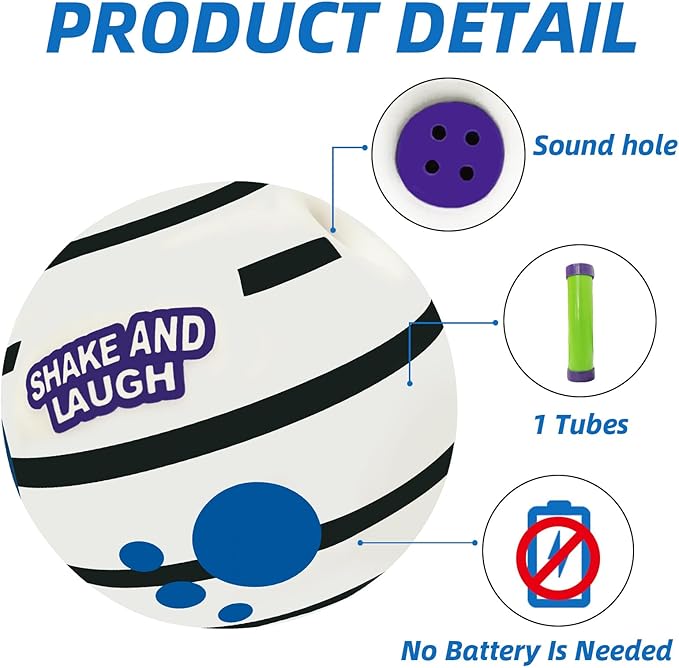 SHAKE AND LAUGH Glow in The Dark Dog Toys Ball, Interactive Dog Ball, Shaking with Gibbering Sound, XS, 2.75 in (7 cm)