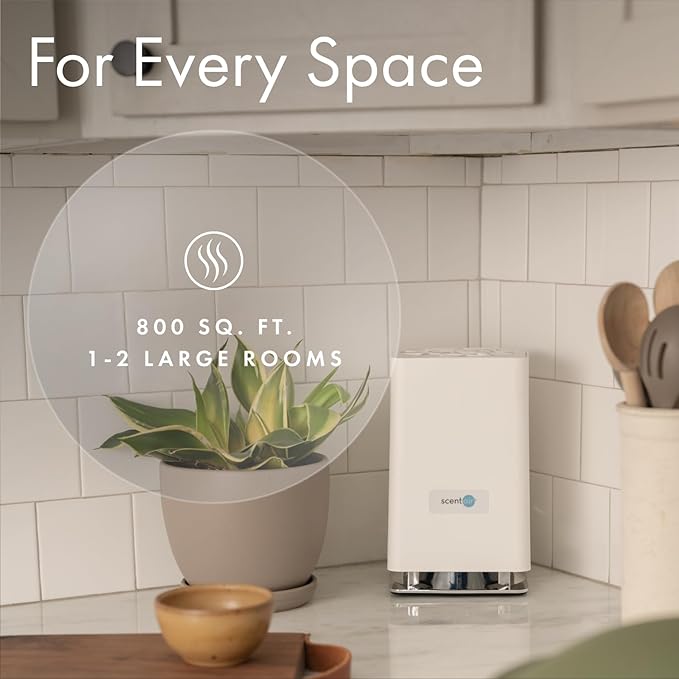 ScentAir Whisper Home | Diffuser Machine, Scents up to 800 Sq. Ft Room, Compatible with Alexa & Google, WiFi & Bluetooth Enabled, Cartridge Sold Separately, White