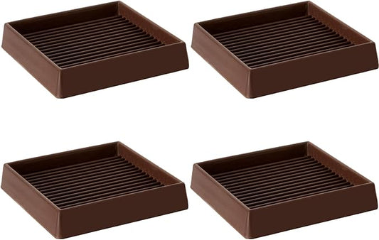 4X4 Rubber Caster Cups, Non Slip Furniture Pads, Anti-Slip Gripper, Anti Skid Furniture Feet, Anti Slide Floor Protector for Bed Couch Stoppers (Brown, 4 Pack)