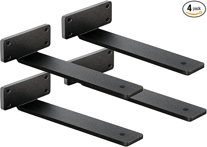 4 Pack Shelf Brackets 14 Inch Floating Shelf Bracket 1/5 inch Thick Heavy Duty Hidden Shelf Brackets Iron Metal Brackets for Shelf Support with Screw Included
