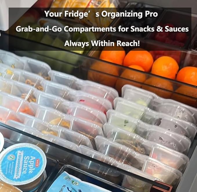 40 Sets Reusable Snack Containers Bulk , Double Compartment Snackle Box Container with Lids - Leak-Proof BPA-Free Food Storage, Condiments Portion Control Dip Cups for Kids School Lunches, Meal Prep