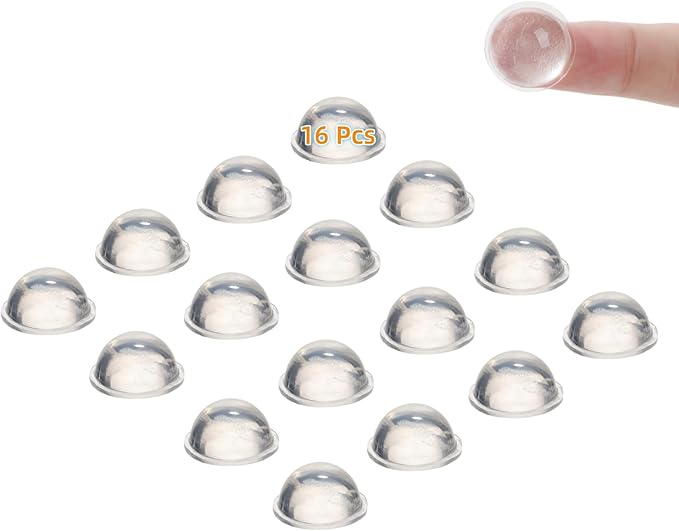 Rubber Feet Self Adhesive Door Bumpers Pads Non Skid - Stick on Rubber Feet for Electronics, Speakers, Furnitures, Appliances, Audio Equipment, Laptop - Clear Tall Hemispherical (16pcs)