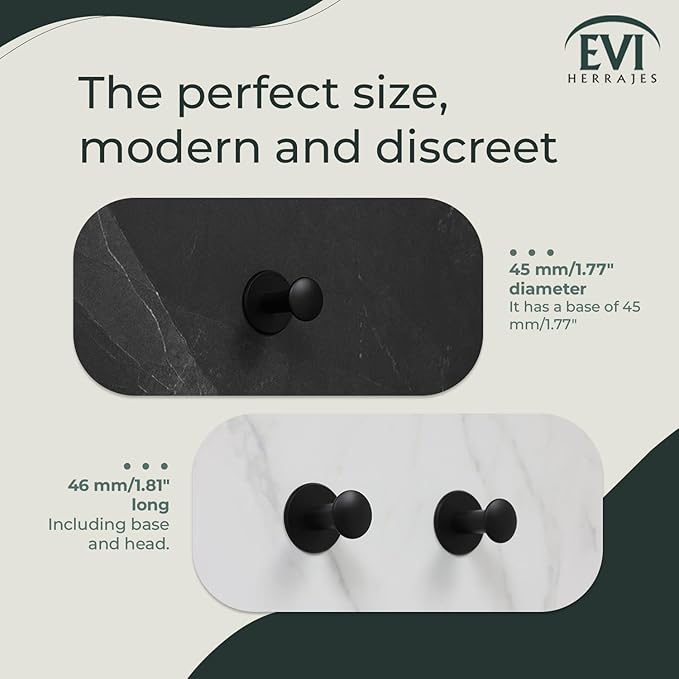 Evi Bathroom Hanger | Stainless Steel Wall Hanger | Black Lacquered Finish | for Hanging Clothes, Coats or Towels | Adhesive Towel Rail and/or Screw | 188DUALNG