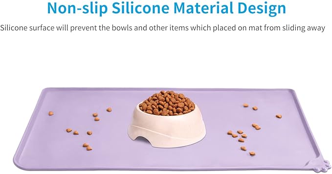 AUDWUD Silicone Waterproof Pet Feeding Mats,Anti Slip Bowl Pad,Dog Mat for Food and Water