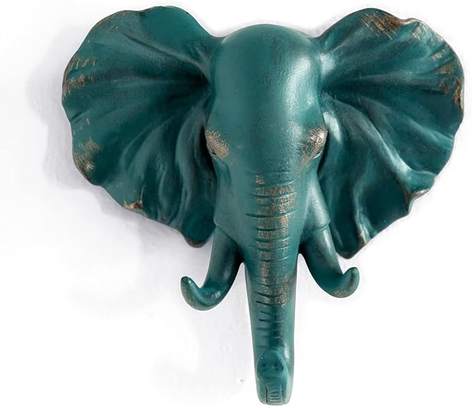 Elephant Head Single Wall Hook/Hanger Animal Shaped Coat Hat Hook Heavy Duty, Rustic Decorative Gift, Rustic Bronze Color