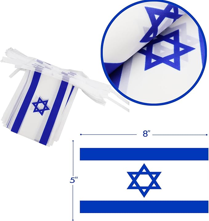 Israel String Flag Pennant Banner - 38 Flags, 42 Feet Small Mini Israeli Flags Bunting Banner for Country Decoration, School, Party, Sports Events
