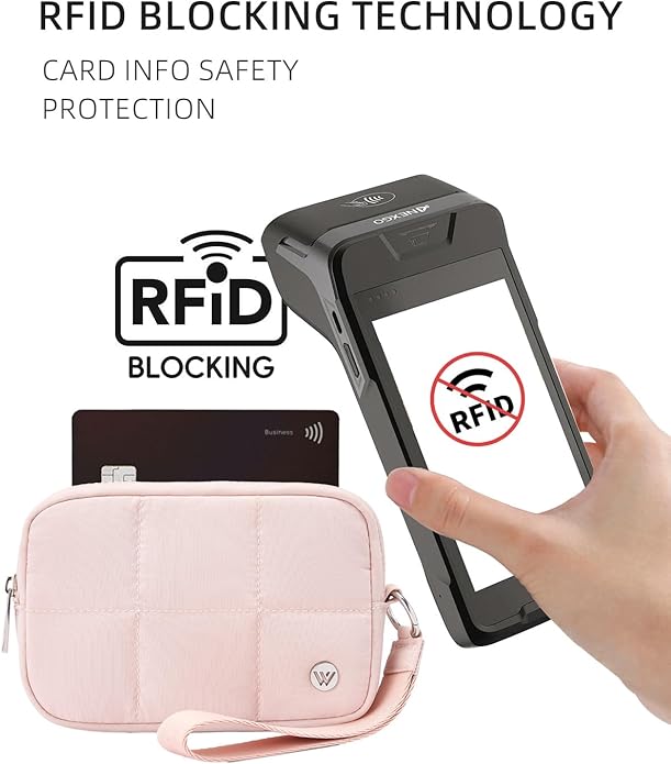 WESTBRONCO Puffer Wristlet Wallets for Women RFID Nylon Wallet with Zipper Quilted Purse for Travel Credit Card Holder Phone