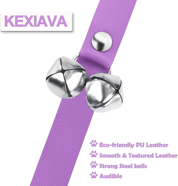 Leather Dog Bells, Puppy Potty Training Bell Dog Doorbell Potty Train Dog Bell for Potty Training Door Bells for Dogs to Ring to Go Outside Jingle Bells (Leather Purple 1 PCS)