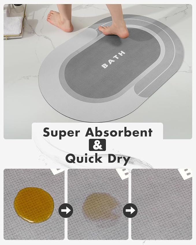 MontVoo Bath Mat - Non Slip, Quick Dry, Stain Resistant Bath Mat Rug for Bathroom Floor - Easy Care Shower Rug for Outside Bathtub - 20"x32" Grey