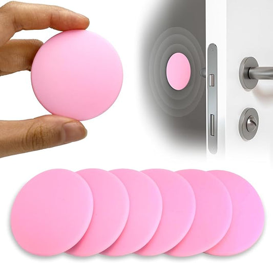 2" Wall Door Handle Stopper, 12PCS Pink Self Adhesive Wall Protector Rubber Door Bumpers, Solution for Stopping Damage from Doors Knobs, Shock Absorbent and Noise Reduction