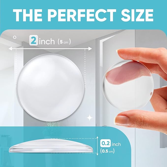 Strongest Home Wall & Door Handle Stopper 2" Set of 10 Pieces of Clear Rubber Door Knob, Round Wall Shield Cushion, Quiet Wall Protector for Door Handle, Guard Door Bumper Self-Adhesive