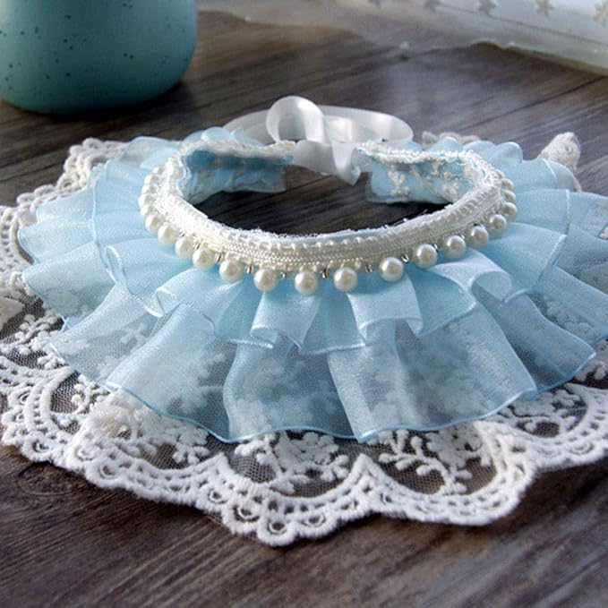 RayMinsin Pet Bandana CostumeCat Dog Cute lace Princess Saliva Towel Dog bib Scarf bib bib Small Dog cat Dress up Accessories (Blue)