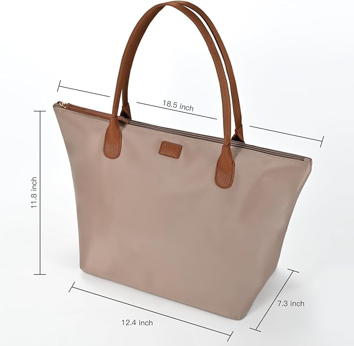Nylon Tote Bag for Women, Large Foldable Weekend Hobo Purses for Women, Shoulder Tote Handbags with Zipper | Nylon, Large, Foldable, Weekend, Tote, with Zipper