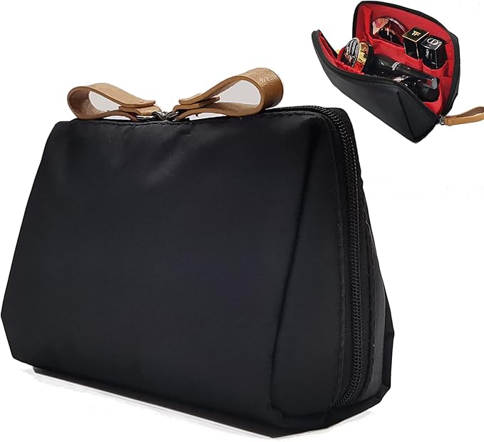 Small Makeup Bag for Purse, Makeup Pouch Small Cosmetic Bag Mini Portable Handbag for Women and Girls (Black)