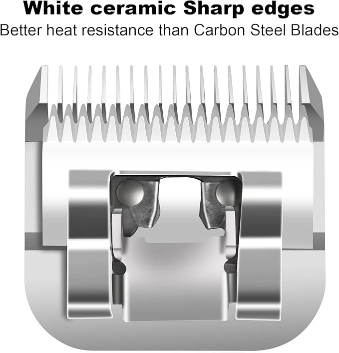 DODAER Detachable Pet Dog Clipper Blades,Compatible with Andis Size 4FC Cut Length 3/8"(9.5mm),Most Oster A5,Wahl KM Series Clippers,Made of Ceramic Blade & Stainless Steel Blade