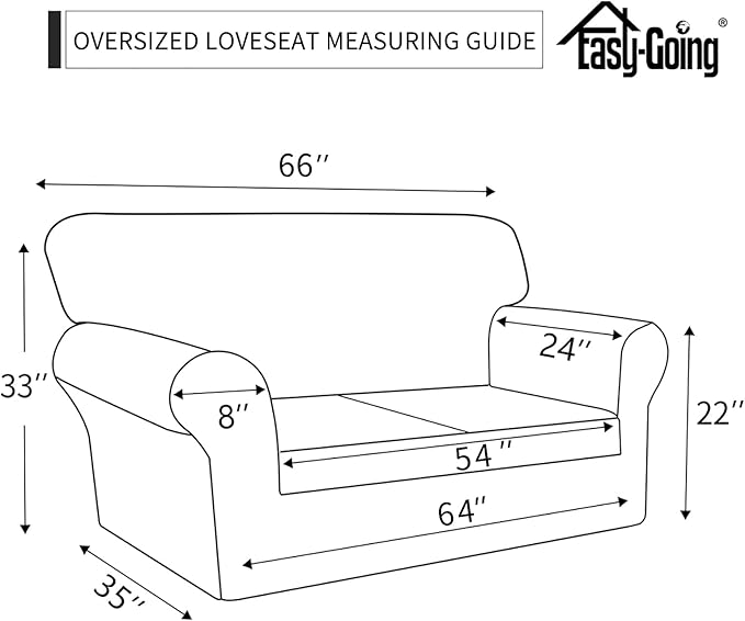 Easy-Going Waterproof Oversized Loveseat Covers Leakproof Couch Cover for 2 Cushion Couch Sofa Cover Washable Sofa Slipcover Non-Slip Furniture Protector with Pocket for Pets (Medium-XL, Sand)