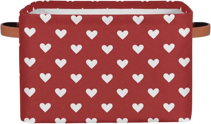 Valentines Day Cubes Storage Baskets,Love Heart Clothes Storage Box Bin,Open Shelves Basket Organizer Kid Boys Girls Toy Gifts Basket Empty for Bedroom Decorative