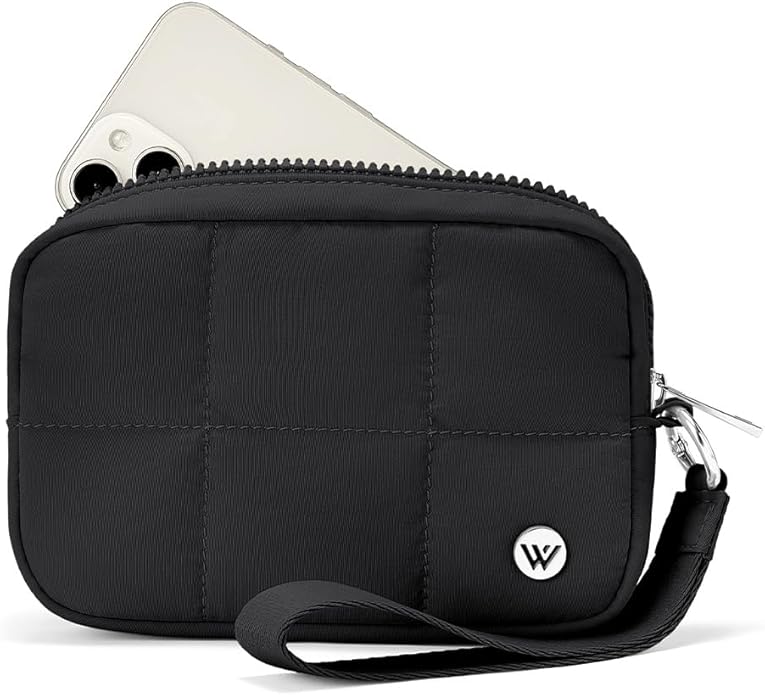 WESTBRONCO Puffer Wristlet Wallets for Women RFID Nylon Wallet with Zipper Quilted Purse for Travel Credit Card Holder Phone