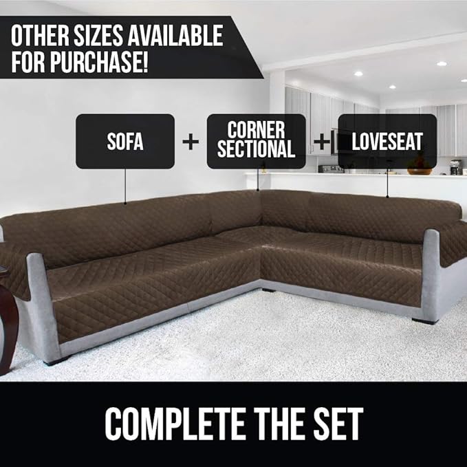 Sofa Shield Couch Slip Cover with Patented Strap, Cushion Protector, US Designed Reversible Stain and Dog Tear Resistant Slipcover, 70 inch Seat, Washable Covers for Dogs Pets, Paw Gray Black