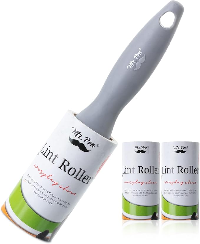 Mr. Pen- Lint Rollers, 1 Handle with 3 Refills, 270 Sheets, Extra Sticky Lint Remover for Clothes, Lint Roller for Pet Hair, Pet Hair Roller, Sticky Roller, Lint Roller for Clothes, Lint Removers