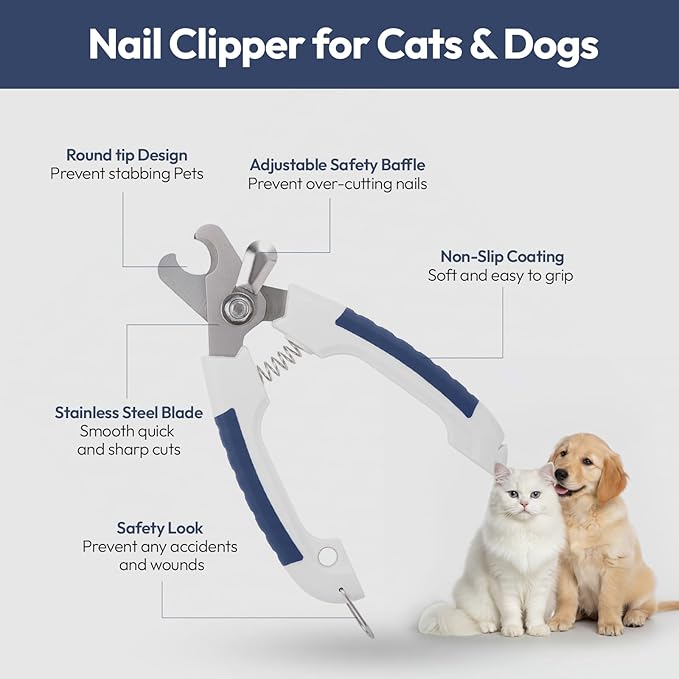 Brooklyn Pet Gear BPG Pet Grooming Tools for Dogs & Cats- Pet Nail Clippers Stainless Steel Nail Trimmer with Safety Guard & Non-Slip Grip