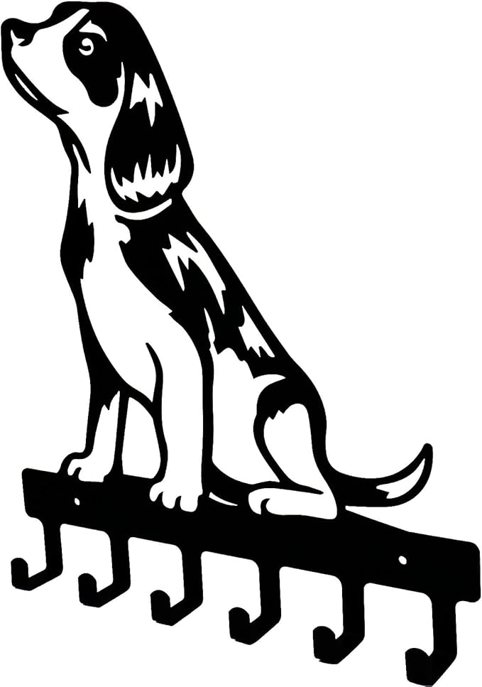 YANGZHI Wall Mount Key Hooks, Wall Decorative Dog Family Key Holder Black Dog Wall Hooks Hanger Gift for Bedroom, Living Room, Kitchen, Bathroom Hardware Hooks Beagle (11 * 12.5 inches)