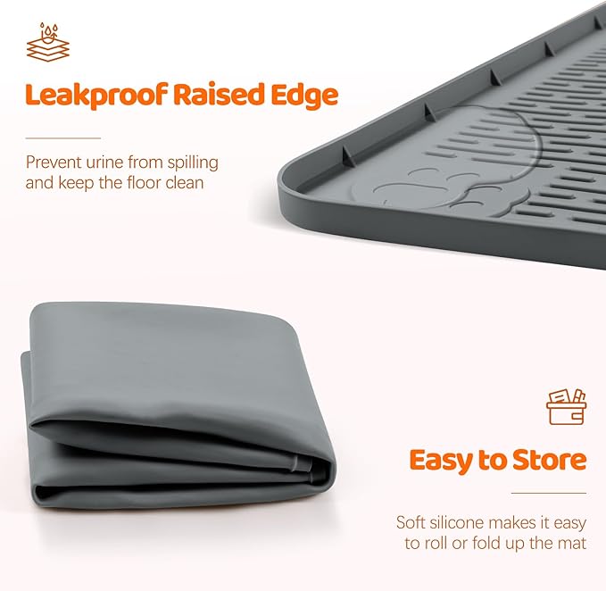 Pee Pads for Dogs, 50" x 35" Extra Large Reusable Silicone Mat, Washable Puppy Training Pads for Potty Training, Non-Slip, Leak-Proof, Indoor Floor Protection (Dark Grey)