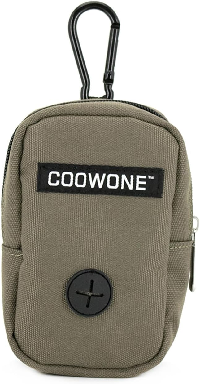 COOWONE Dog Treat Pouch for Training, Portable Dog Walking Bag Built in Poop Dispenser, Pocket Sized Pet Pouches, Doggie Puppy Snack Rewards Bag,Treat Carrier Holder with Clip (Army Green)
