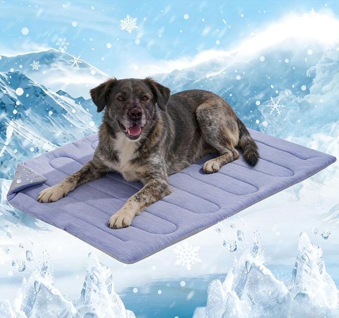 MARUNDA Dog Cooling Mat, No Need to Freeze Or Refrigerate This Cool Pet Pad Cat Mats- Keep Your Pet Cool, Machine Washable (Ocean Blue, 44" x 32" XL-Crate)