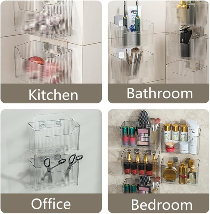 2 Pack Adhesive Cabinet Door Organizer, Storage Bins Lid Organizer Cabinet Wall Mount Pantry Door Caddy Containers for Kitchen Bathroom Countertops