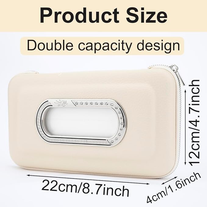 Car Tissue Holder, Visor Mask Holder, Sun Visor Napkin Holder, Car Mask Dispenser, Premium Leather Tissue Holder for Car SUV Truck (Beige)