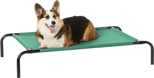 Amazon Basics Cooling Breathable Elevated Dog Bed with Metal Frame for Medium Dogs, 43 x 26 x 7.5 Inch, Green