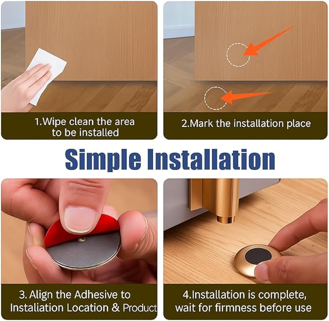 Door Stopper for Bottom of Door, Invisible Magnetic Door Stop No Drill, 2026 New Heavy Duty Door Holder to Keep Doors Open, Rust-Proof Floor or Wall Mount Door Wedge Stopper (Brushed Nickel)