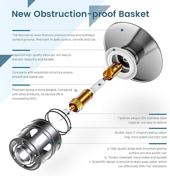 Bathroom Sink Drain, Vessel Sink Pop Up Drain with Detachable Basket Stopper,Anti-Explosion and Anti-Clogging Drain Strainer, Sink Drain Assembly Without Overflow Oil Rubbed Bronze, REGALMIX RWF082C