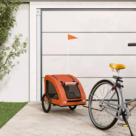 Dog Bike Trailer, Pet Carrier Wagon, Small Pet Bike Trailer, Dog Pet Cart, Bicycle Carrier for Small Sized Dogs, Orange,-404